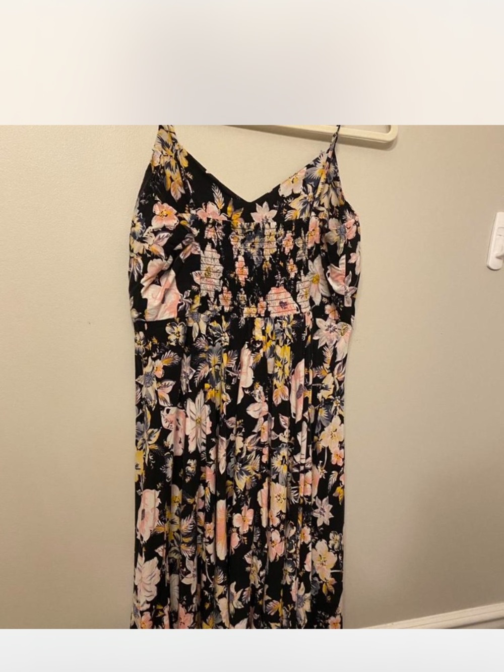 GAP Black Maxi Dress with Pink and Yellow Floral Print